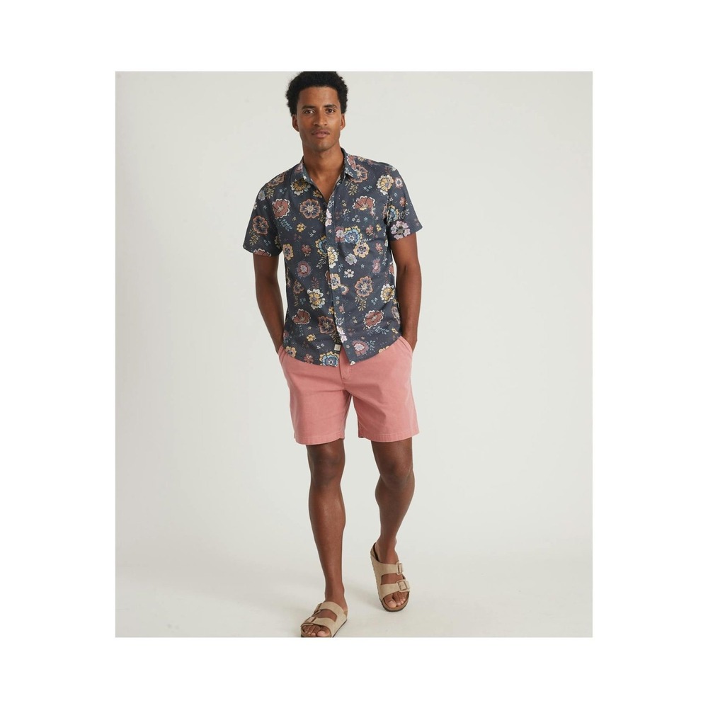 Marine Layer Men's Large Vintage Dark Floral Cotton Short Sleeve Shirt